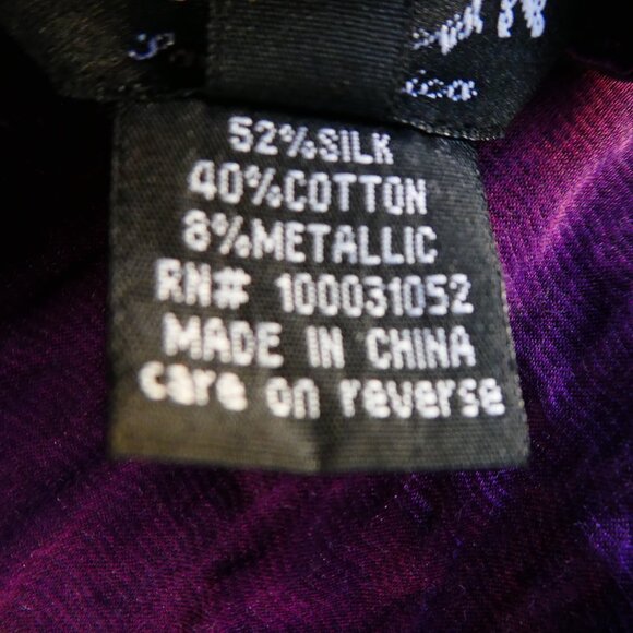 Citron Santa Monica Purple SiLK CoTToN Metallic Orchid Floral Mandarin Long Slv - Picture 7 of 8